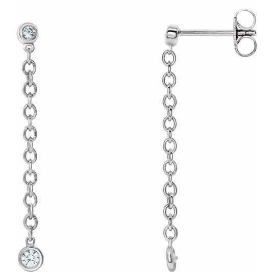 Bezel-Set Chain Earrings